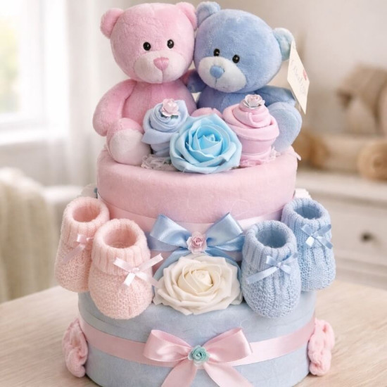 Twins Boy Girl Nappy Cake