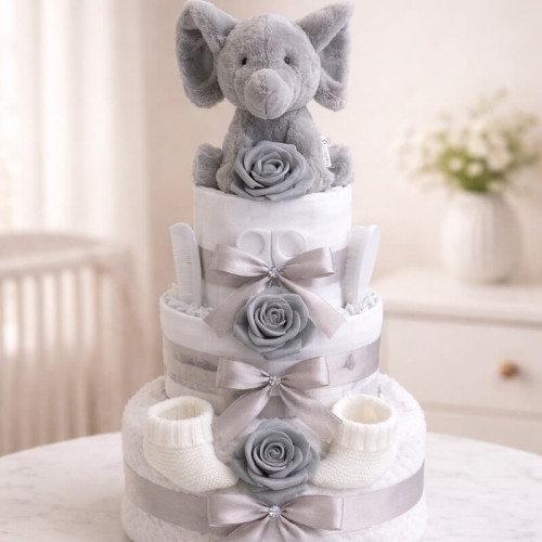 Unisex Elephant Nappy Cake