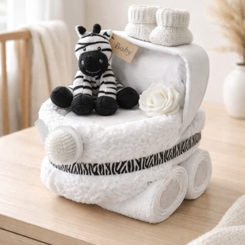 Zebra Nappy Cake Pram