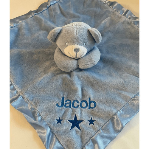 Personalised Blue Teddy Comforter