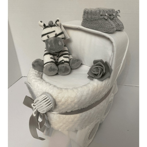 White Nappy Pram Zebra