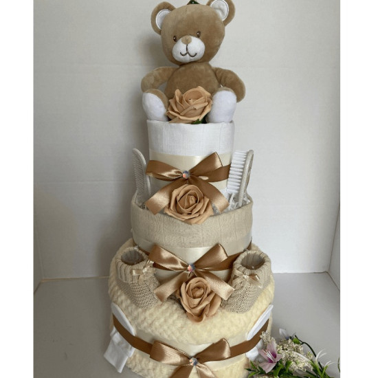 Brown Bear Nappy Cake