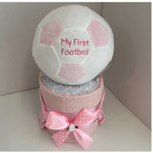 Pink Football Nappy Cake