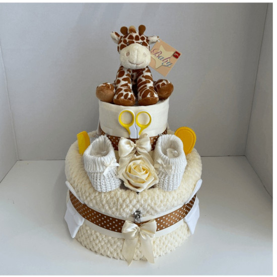 Giraffe Cream Nappy Cake