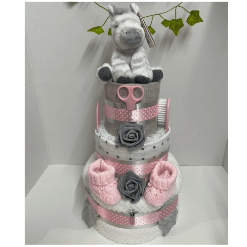 Pink Zebra Nappy Cake