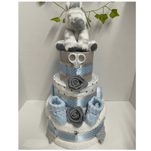 Blue Zebra Nappy Cake