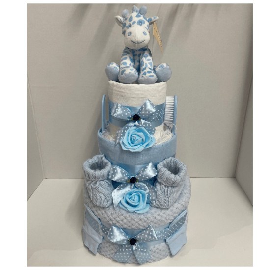Blue Giraffe Nappy Cake