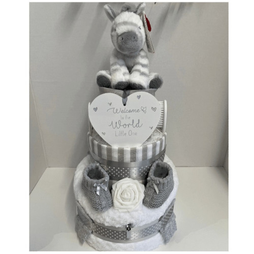 Grey Zebra Nappy Cake