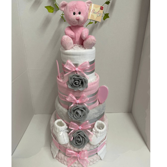 Deluxe Pink Nappy Cake