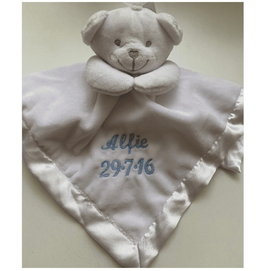 Personalised White Teddy Comforter