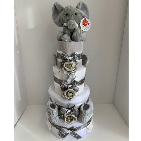 Deluxe Elephant Nappy Cake