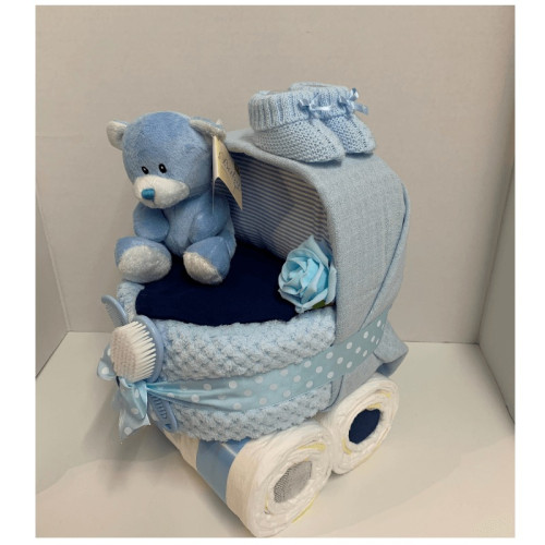 Blue Pram Nappy Cake