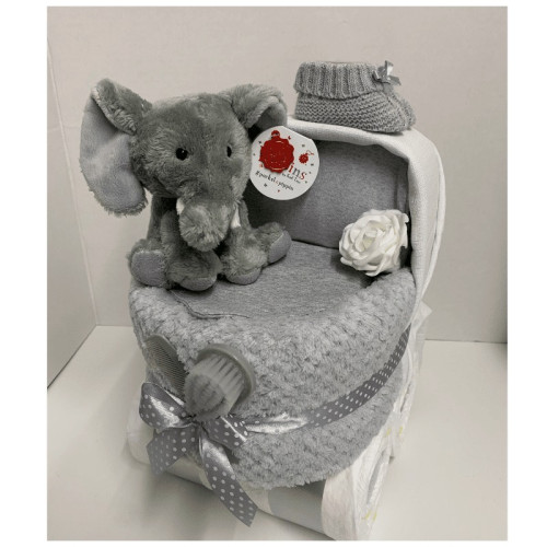 Elephant Pram Nappy Cake