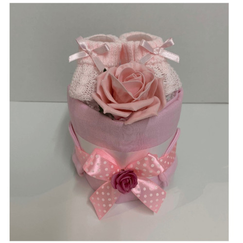 Pink Booties Nappy Cake