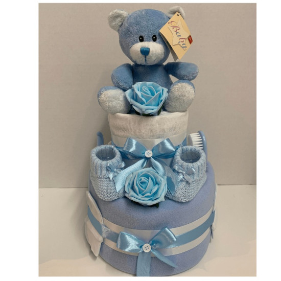 Blue Ted Nappy Cake