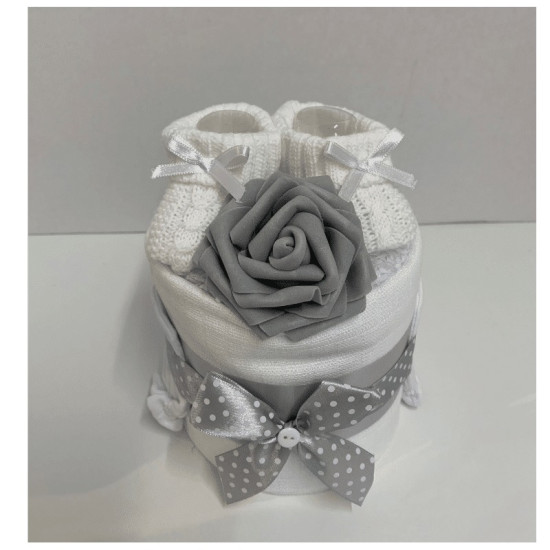 White Booties Nappy Cake