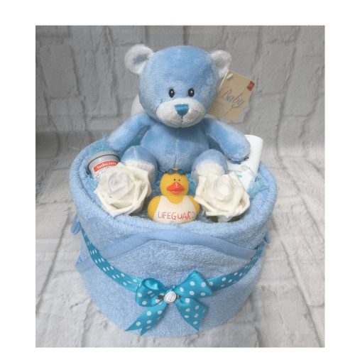 Blue Towel Nappy Cake