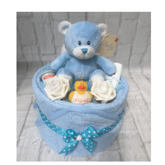 Blue Towel Nappy Cake
