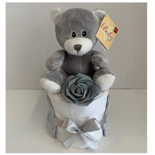 Mini Nappy Cake Grey Ted