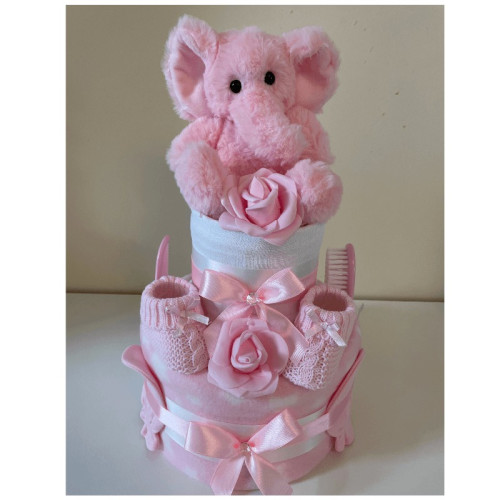 Elephant Pink Nappy Cake