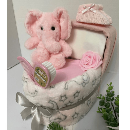 Pink Elephant Nappy Crib