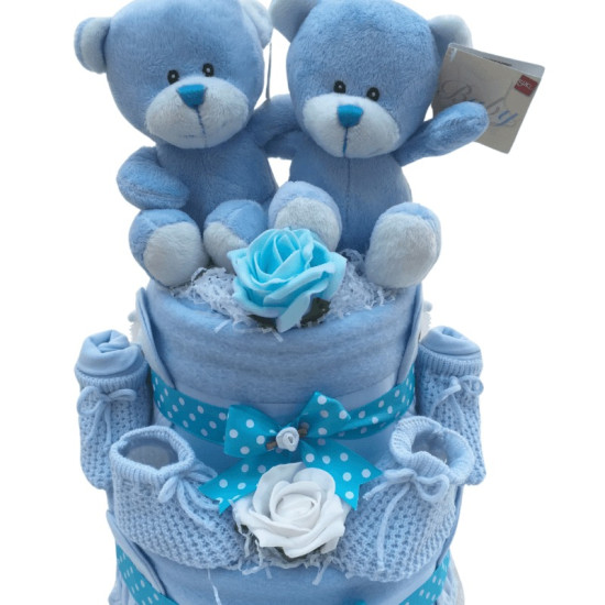 Blue Twins Nappy Cake