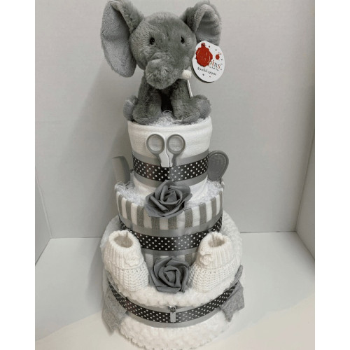 Unisex Elephant Nappy Cake