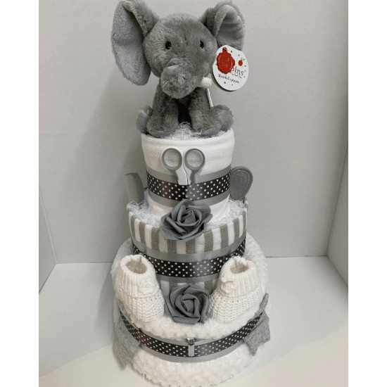 Unisex Elephant Nappy Cake