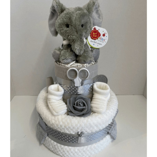 Grey Elephant Nappy Cake