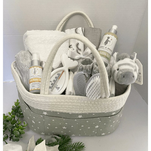 Grey Stars Filled Nappy Caddy