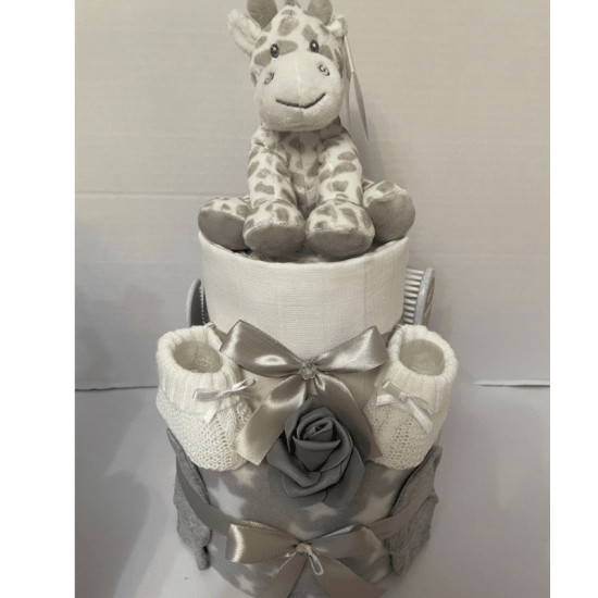 Grey Safari Nappy Cake