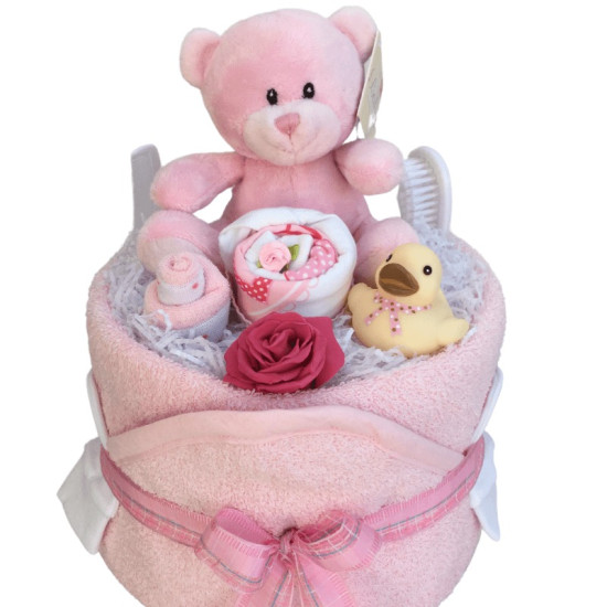 Pink Towel Nappy Cake