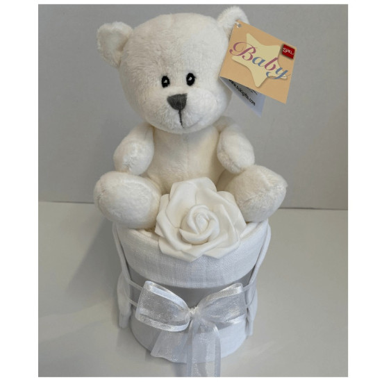 Mini Nappy Cake White Ted