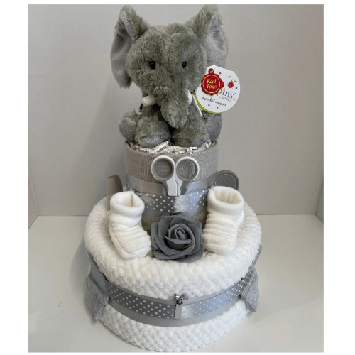 2 Tier Elephant Nappy Cake