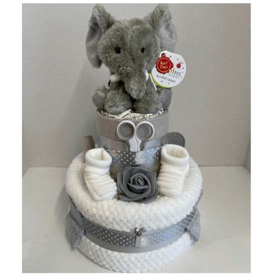 2 Tier Elephant Nappy Cake