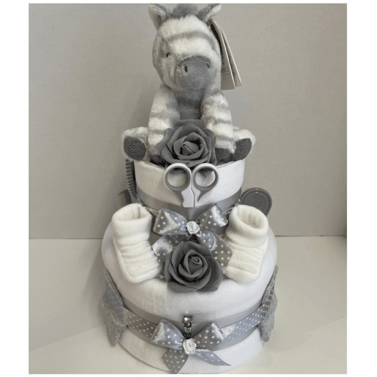 2 Tier Zebra Nappy Cake