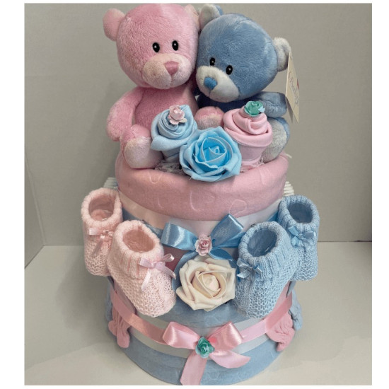 Twins Boy Girl Nappy Cake