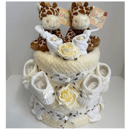Twins Giraffe Nappy Cake