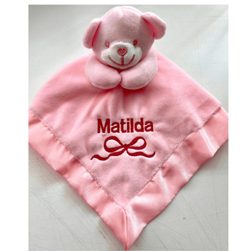 Personalised Pink Teddy Comforter