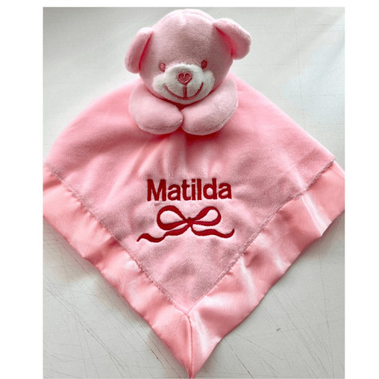 Personalised Pink Teddy Comforter