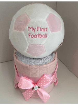 Pink Football Nappy Cake
