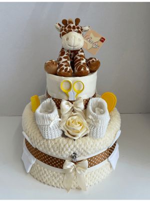 Giraffe Cream Nappy Cake