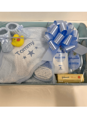 Personalised blue bath hamper