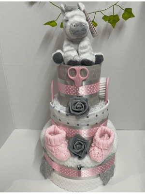 Pink Zebra Nappy Cake