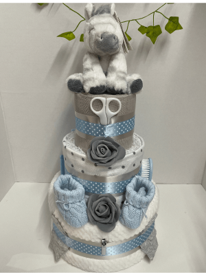 Blue Zebra Nappy Cake