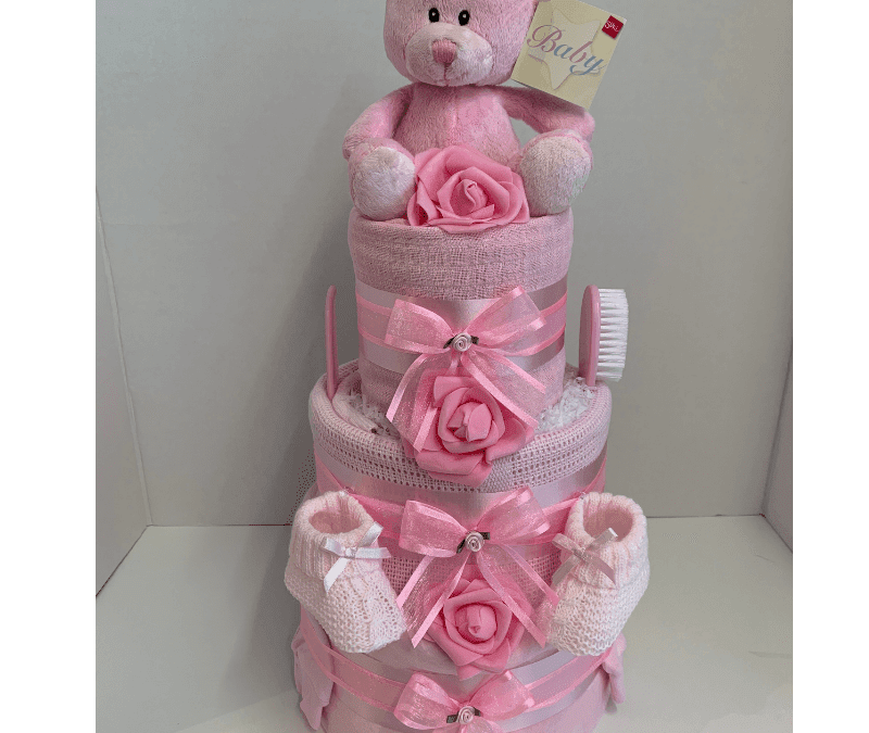 3 Tier Nappy Cake Pink Ted