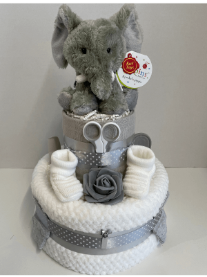 2 Tier Elephant Nappy Cake