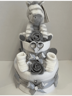 2 Tier Zebra Nappy Cake