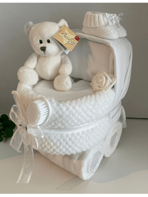 White Pram Nappy Cake