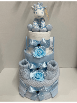 Blue Giraffe Nappy Cake